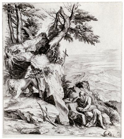 Paesaggio con San Girolamo, XVI secolo, 1937 da Cornelis Cort