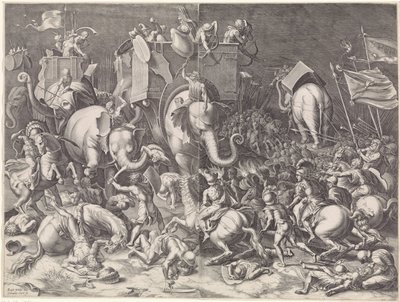 Battaglia di Zama tra Scipione e Annibale, di notte da Cornelis Cort