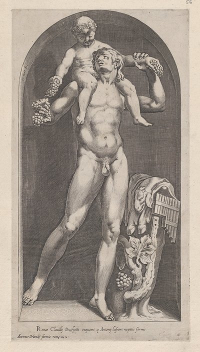 Speculum Romanae Magnificentiae: Bacco sulle spalle di un satiro da Cornelis Cort