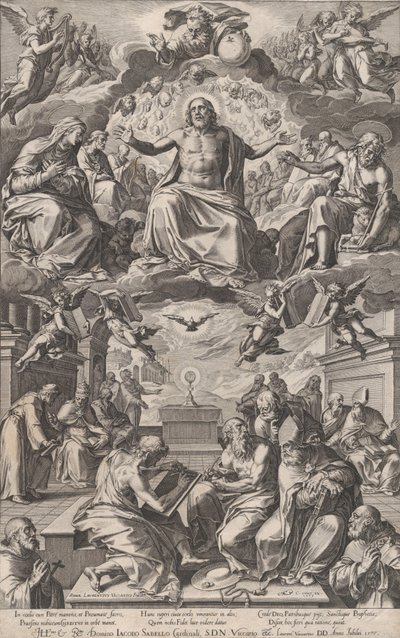La disputa dei Padri della Chiesa sul Santo Sacramento, 1575 da Cornelis Cort