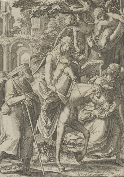 La fuga in Egitto, 1571 da Cornelis Cort