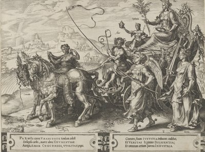 Il trionfo della pace, dal Ciclo delle vicissitudini degli affari umani, tavola 8, 1564 da Cornelis Cort
