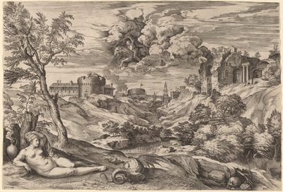 Paesaggio con Ruggero che libera Angelica da Cornelis Cort after Titian