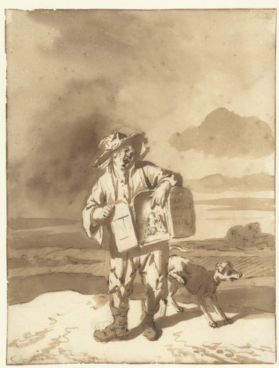 Giovane con un teatrino e un cane da Cornelis Dusart