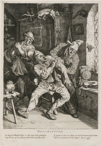 Guaritore, foglio 2 di una serie con tre scene di genere da Cornelis Dusart