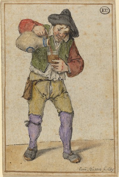 Contadino che riempie un bicchiere da Cornelis Dusart