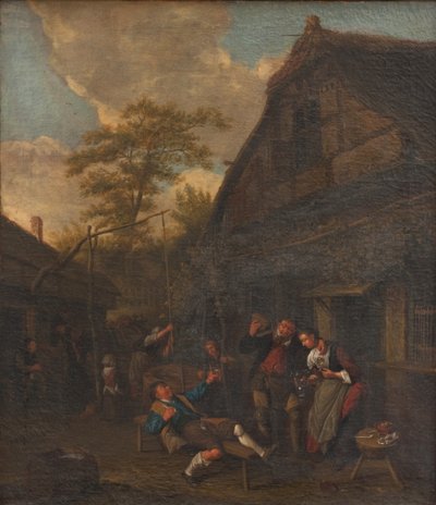 Contadini fuori da una locanda da Cornelis Dusart