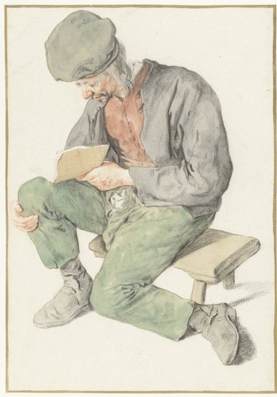 Uomo seduto che legge, rivolto a sinistra da Cornelis Dusart