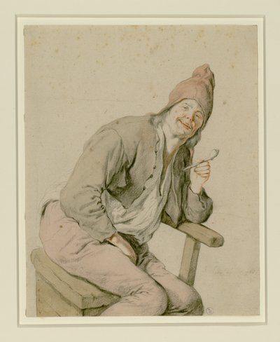 Contadino seduto con una pipa in mano da Cornelis Dusart