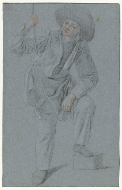 Ragazzo in piedi che tira una corda da Cornelis Dusart