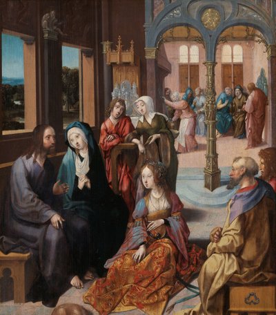 La seconda visita di Cristo alla casa di Maria e Marta da Cornelis Engebrechtsz