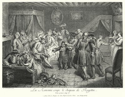 La Rancune taglia il cappello di Ragotin (incisione) da Cornelis Engelbrechtsen