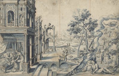 Giacobbe riceve la benedizione di Isacco; La scala di Giacobbe da Cornelis Floris (II)