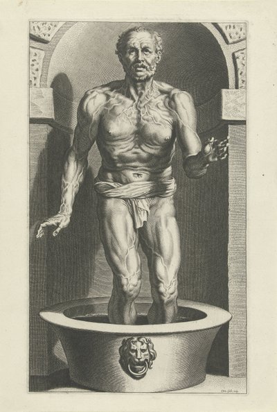 Seneca in piedi, con i piedi nel bagno da Cornelis Galle (I)