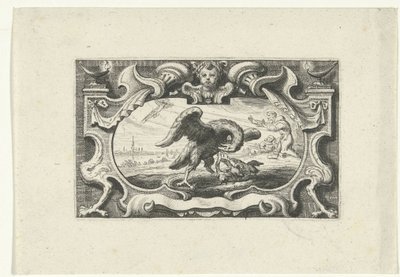 Vignetta con pellicano che nutre i suoi piccoli con il proprio sangue da Cornelis Galle (II) (attributed to)