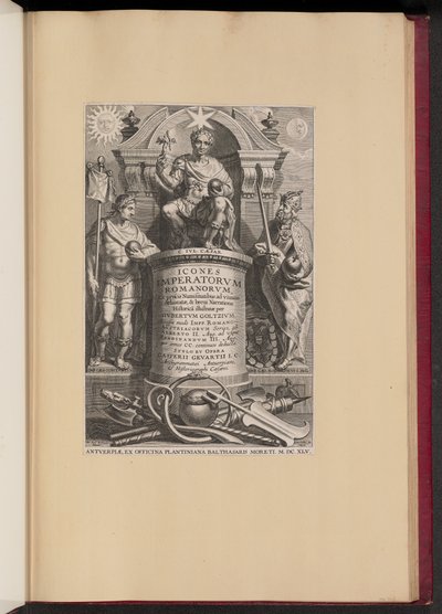Pagina del titolo per Icones Imperatorvm Romanorvm di Hubert Goltzius (Opera Omnia, V) da Cornelis Galle I after Erasmus Quellinus II after Sir Peter Paul Rubens