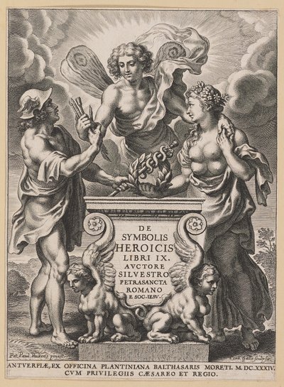 Pagina del titolo per Silvester Pietrasanta, De Symbolis Heroicis da Cornelis Galle I after Sir Peter Paul Rubens