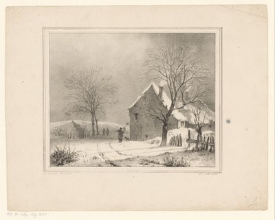 Case in un paesaggio innevato da Cornelis Gerrit Verburgh