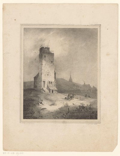 Torre in un paesaggio dunale da Cornelis Gerrit Verburgh