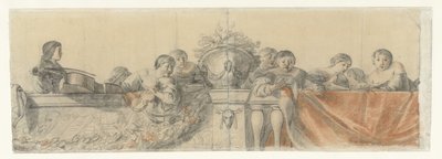 Persone su una balaustra con festoni (Progetti per affreschi nel castello di Honselaersdijk) da Cornelis Holsteyn