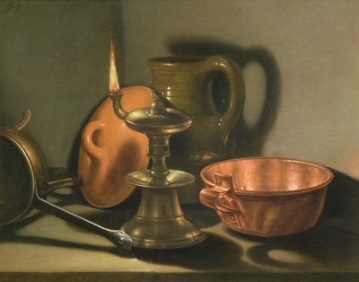 Natura morta con lampada a olio da Cornelis Jacobsz