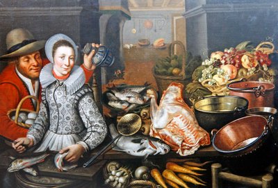 Natura morta in cucina con due figure da Cornelis Jacobsz Delff