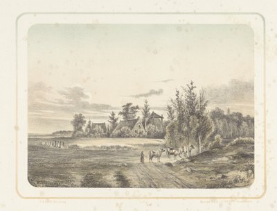 Paesaggio con contadina e mucche (serie: Zes landschappen) da Cornelis Jan Bolt