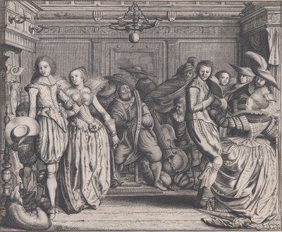 Interno con coppie danzanti e musicisti da Cornelis Koning
