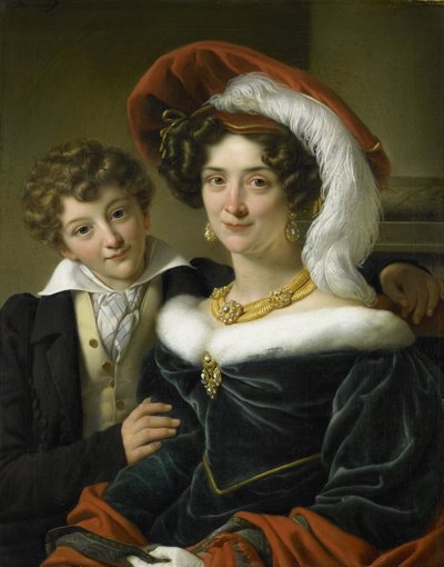 Rudolphina Wilhelmina Elizabeth de Sturler (1798-1873), seconda moglie del conte Johannes van den Bosch, con il loro figlio Richard Leeuwenhart da Cornelis Kruseman (attributed to workshop of)