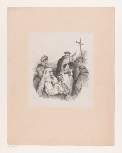 Compagnia e monaci presso una croce da Cornelis Kruseman