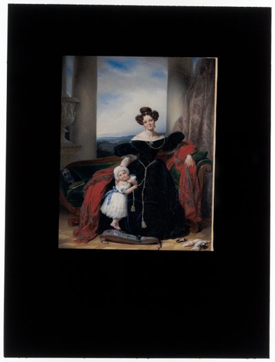 Ritratto di una signora seduta su un divano Biedermeier accompagnata dalla figlia da Cornelis Kruseman