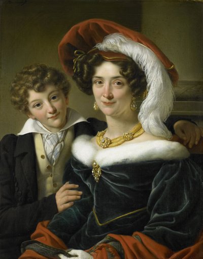 Rudolphina Wilhelmina Elizabeth de Sturler con il loro figlio Richard Leeuwenhart, 1829 da Cornelis Kruseman