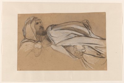 Studi per la Predicazione di Giovanni Battista nel deserto: studio di testa di uomo e drappeggio di una figura seduta da Cornelis Kruseman