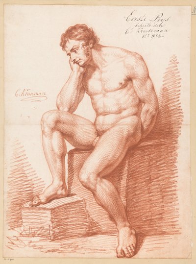 Nudo maschile seduto, visto di fronte (1° premio 1814) da Cornelis Kruseman