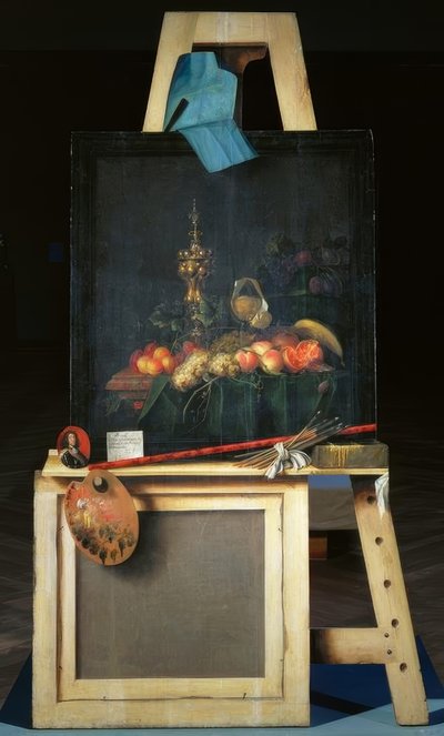 Cavalletto del pittore con natura morta di frutta da Cornelis Norbertus Gysbrechts