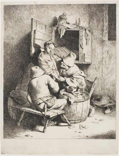 Un uomo che accarezza la giovane padrona di casa da Cornelis Pietersz. Bega