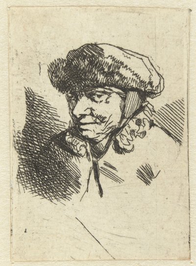 Vecchia donna con cappello di pelliccia da Cornelis Pietersz. Bega