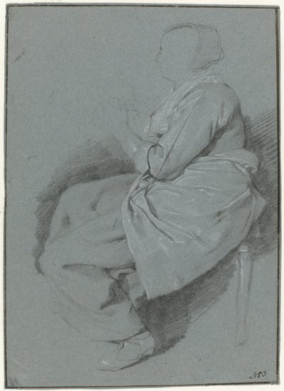Donna seduta, di profilo a sinistra, con un grembiule da Cornelis Pietersz. Bega