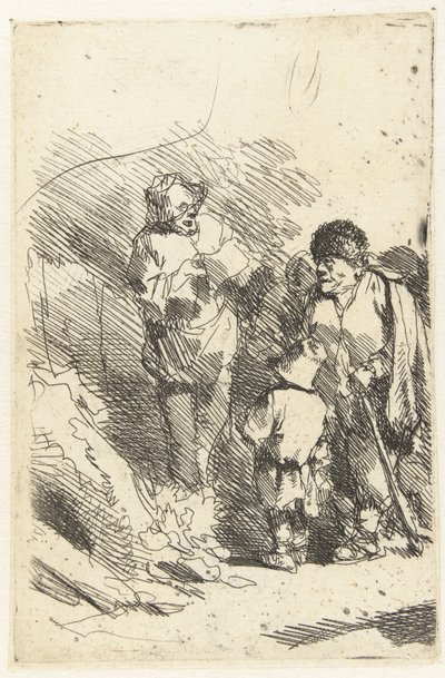 Uomo che canta e pubblico che ascolta, tra cui un bambino e un uomo da Cornelis Pietersz. Bega