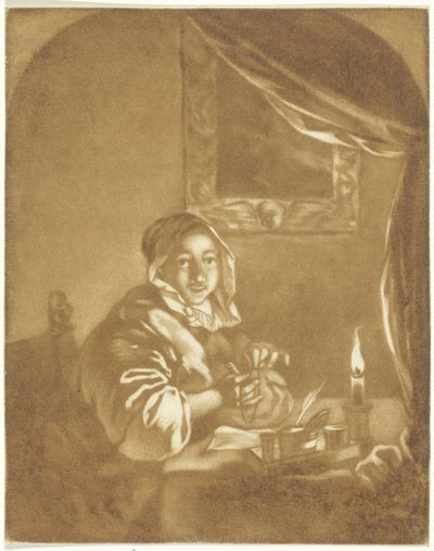 Dama alla luce di una candela da Cornelis Ploos van Amstel (signed by artist)