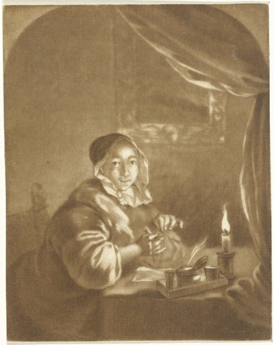 Dama alla luce della candela da Cornelis Ploos van Amstel (signed by artist)