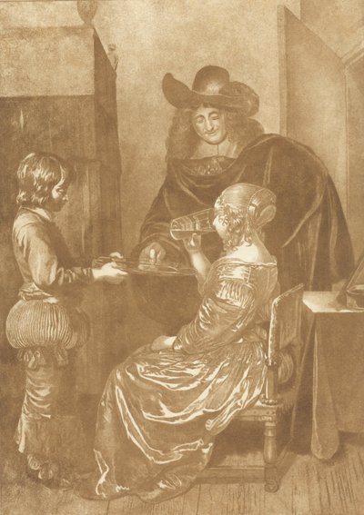 Signore e dama con paggio da Cornelis Ploos van Amstel (signed by artist)