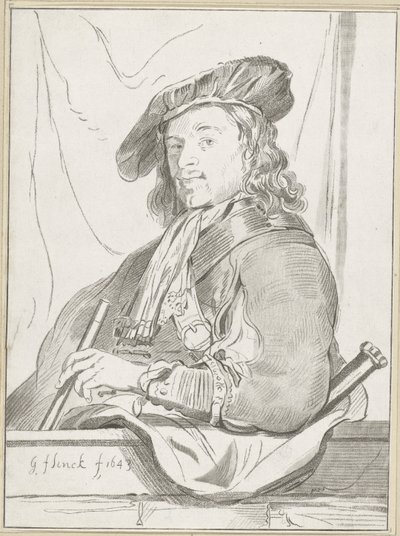 Uomo vicino a un parapetto da Cornelis Ploos van Amstel (signed by artist)
