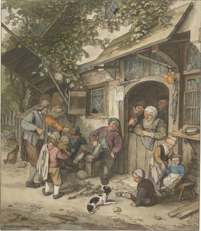 Violinista davanti a una locanda da Cornelis Ploos van Amstel (signed by artist)