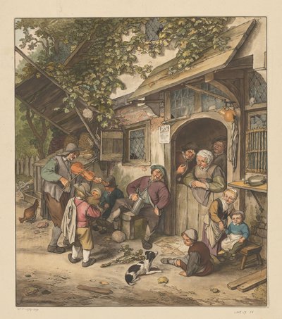 Violinista davanti a una locanda da Cornelis Ploos van Amstel (signed by artist)