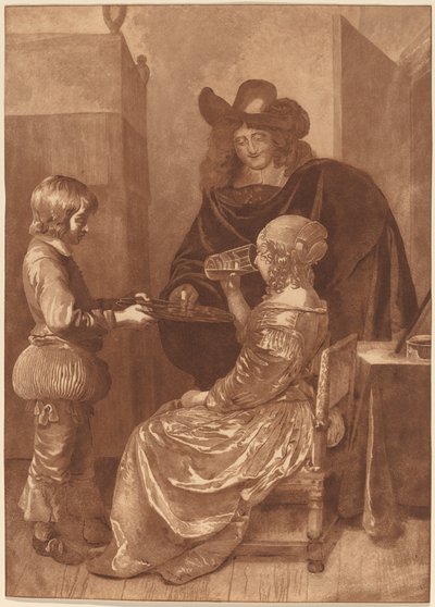 Cavaliere e dama con un paggio da Cornelis Ploos van Amstel