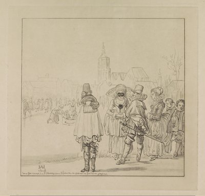 Compagnia elegante sul ghiaccio da Cornelis Ploos van Amstel