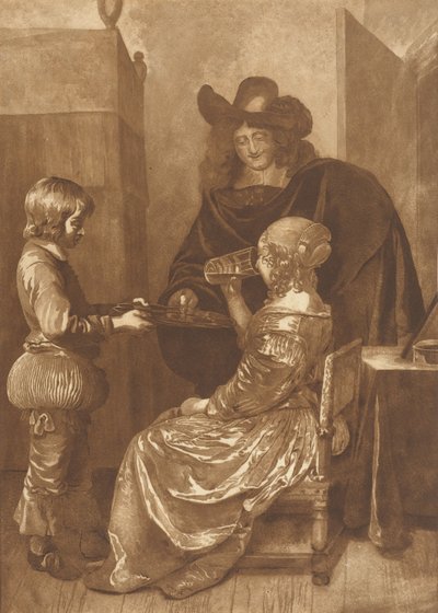 Signore e dama con paggio da Cornelis Ploos van Amstel