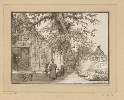 Herberg te Anrath Dorpsgezicht met grote boom da Cornelis Ploos van Amstel