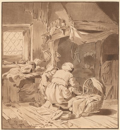 Interno di una casa contadina con due donne da Cornelis Ploos van Amstel